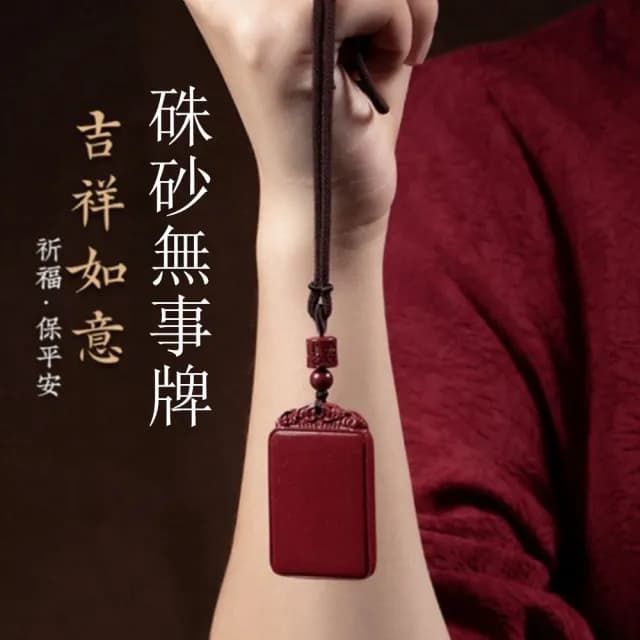 【Penny珮妮】硃砂 平安無事牌 吊墜項鍊(母親節 情人節 生日禮物 交換禮物 新婚 新年 尾牙)