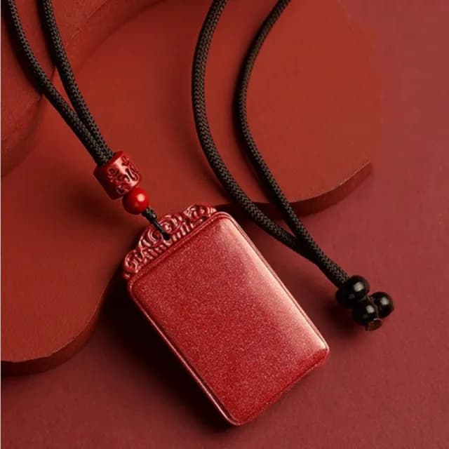 【Penny珮妮】硃砂 平安無事牌 吊墜項鍊(母親節 情人節 生日禮物 交換禮物 新婚 新年 尾牙)