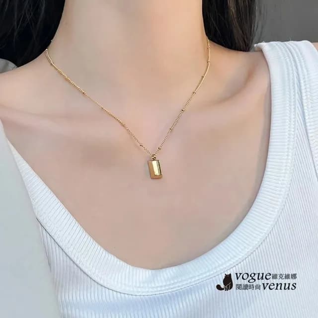 【維克維娜】小金條珠鍊Y字項鍊925純銀項鍊