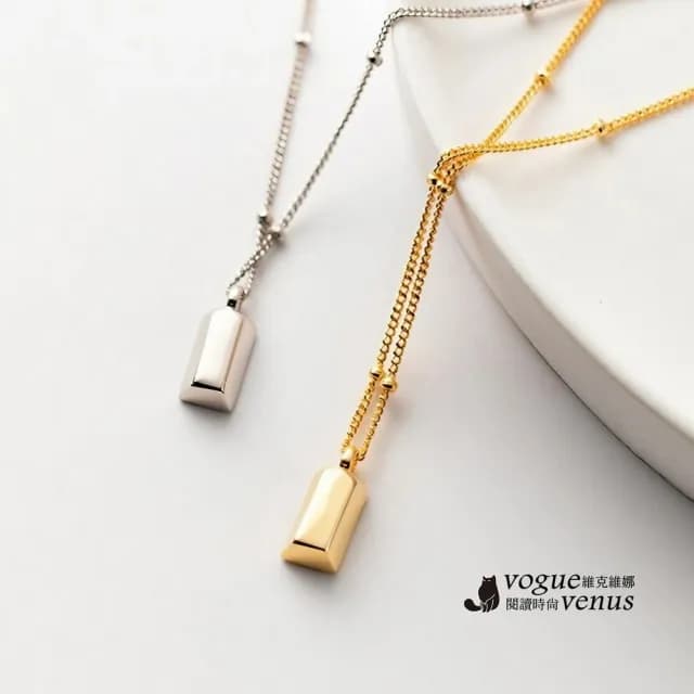 【維克維娜】小金條珠鍊Y字項鍊925純銀項鍊
