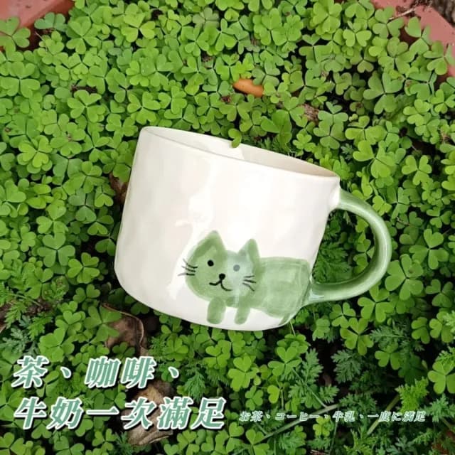 【手捏喵】手繪釉下彩貓咪陶瓷杯(辦公室 交換禮物 下午茶 水杯 馬克杯 牛奶杯)