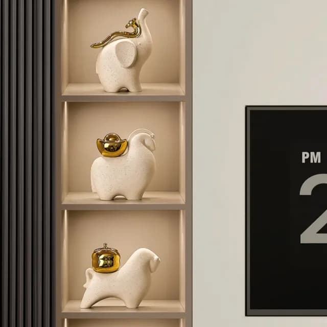 【巨匠】風水擺件 新中式豬柿順利擺件 高約23CM 鎮宅風水擺飾 開業喬遷禮物(風水擺件)