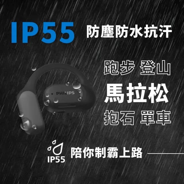 【Philips 飛利浦】Philips GO系列 TAA6709 開放式耳掛式藍牙耳機丨音霸登場 制霸路上