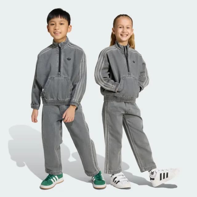 【adidas 愛迪達】丹寧套裝 長袖/長褲 童裝 - Originals JY3546