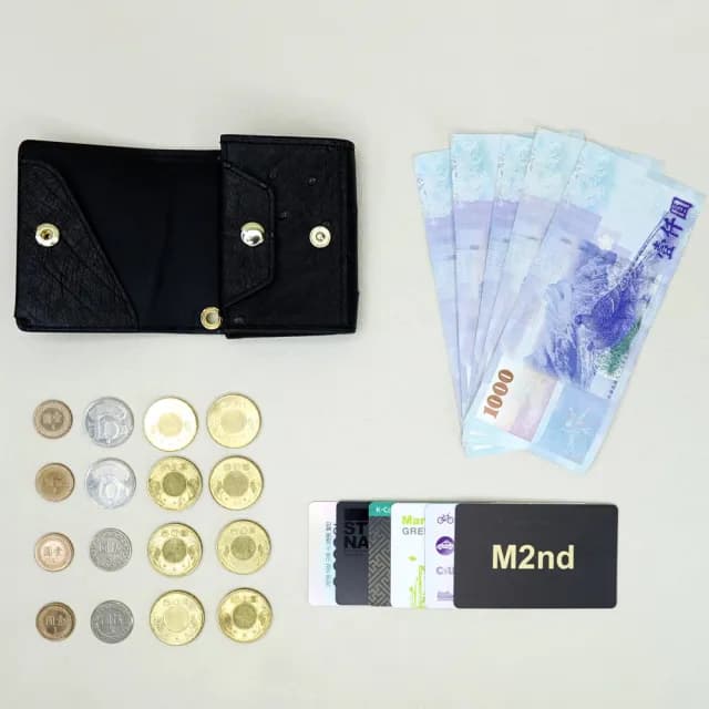 【M2ND】雙11 漪潔鴕鳥皮短夾零錢包(黑-T71A)