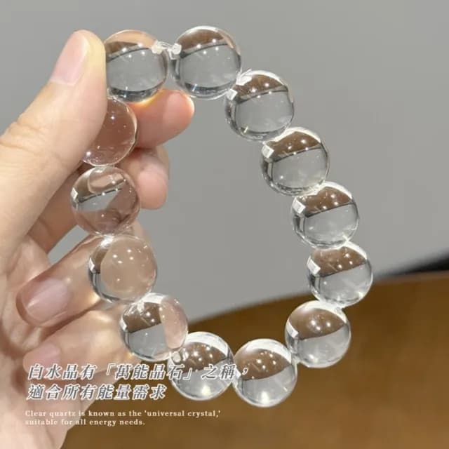 【純淨無瑕】純淨白水晶串珠手串10mm(天然 冰透 顯白 高級 手珠 手鍊 手環 飾品 配件)