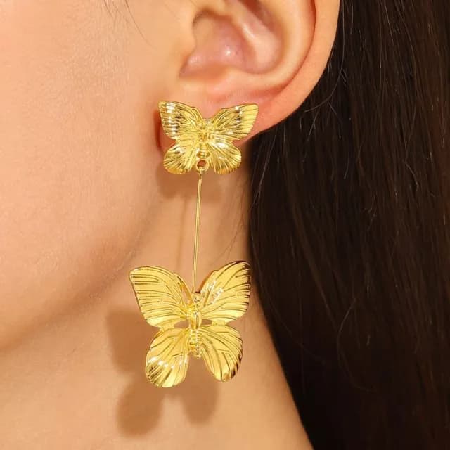 【復古墜飾】歐美輕奢流蘇蝴蝶耳環1對(耳飾 耳墜 飾品 耳針 耳釘 首飾 配件 禮物 女)