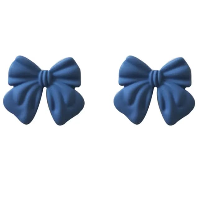 【法式耳環】法式復古藍色蝴蝶結耳環1對(美少女 可愛 耳墜 耳飾 耳針 耳釘 首飾 禮物)