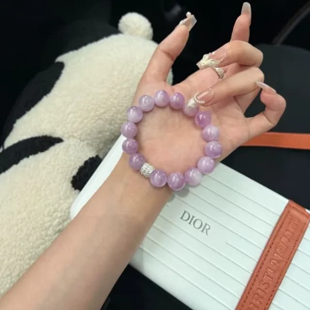 【芋泥啵啵】天然紫鋰輝手串(紫水晶 能量水晶 手飾 手環 手鍊 平安 高級)