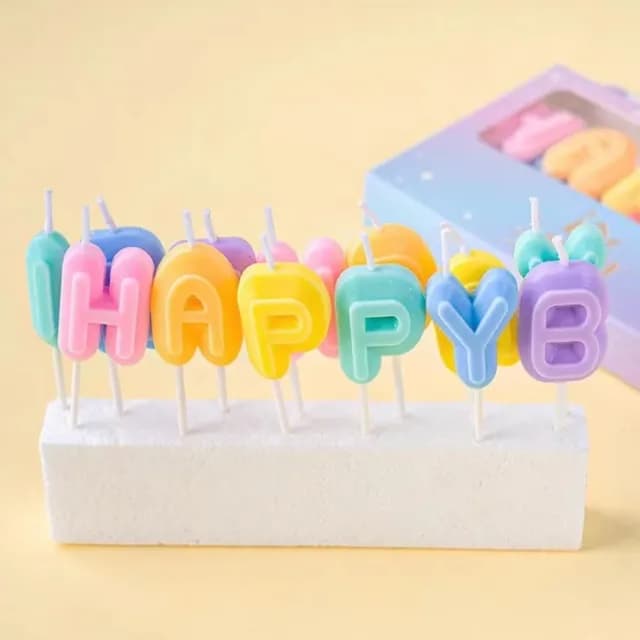 【可愛少女】馬卡龍色生日字母蠟燭2組入(生日蠟燭 烘焙 生日快樂 派對 拍照道具 插牌 許願 蛋糕裝飾)