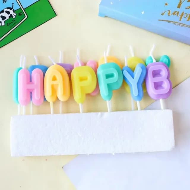 【可愛少女】馬卡龍色生日字母蠟燭2組入(生日蠟燭 烘焙 生日快樂 派對 拍照道具 插牌 許願 蛋糕裝飾)