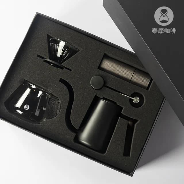 【TIMEMORE 泰摩】栗子C3S-魚Pure壺手沖咖啡禮盒黑色/白色7件組(獻禮美學誠意之選 露營 生日禮 入厝禮)