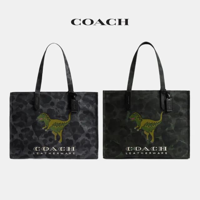 【COACH】蔻馳官方直營 迷彩印花和REXY圖案托特手袋 托特包-2色任選(CCD11)
