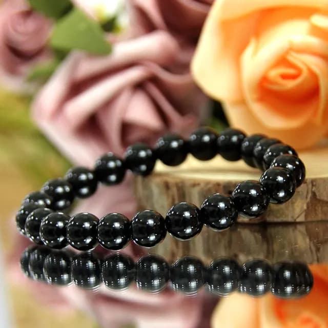 【德山珠寶】8mm天然烏金黑曜石造型手鍊(CE476)