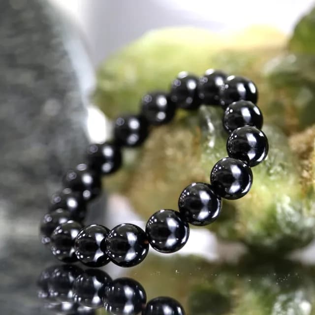 【德山珠寶】12mm天然烏金黑曜石造型手鍊(CE476)