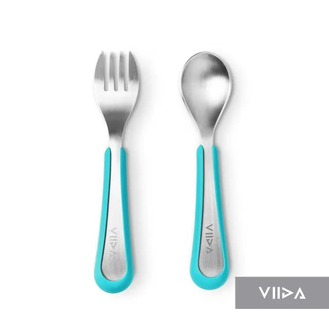 【VIIDA官方直營】Souffle 抗菌不鏽鋼叉匙組〔L〕(兒童餐具 抗菌不鏽鋼 寶寶餐具 學習餐具)