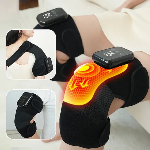 【Kolim】多功能膝蓋震動按摩儀 3D環抱式發熱護膝 加熱保暖護膝套 單只(膝蓋/肩/手肘通用 交換禮物)