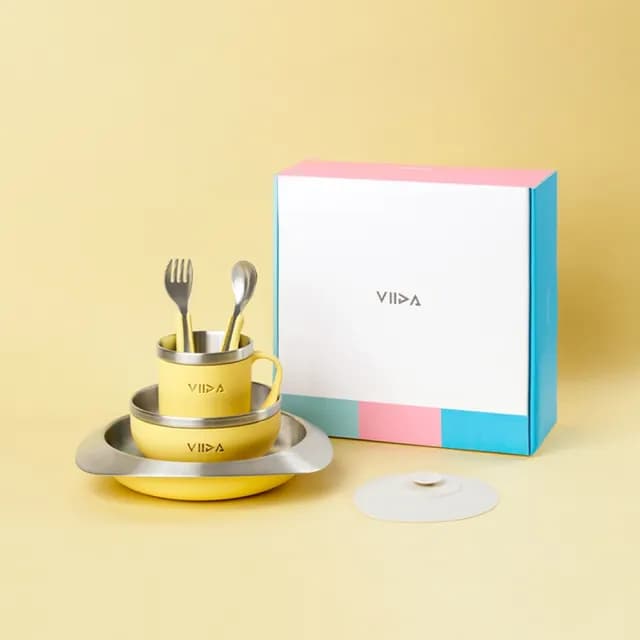 【VIIDA】Souffle 抗菌不鏽鋼餐具旗艦組(兒童餐具/99%抗菌/彌月送禮/新生送禮/寶寶餐具/抗菌餐具/台灣製造)