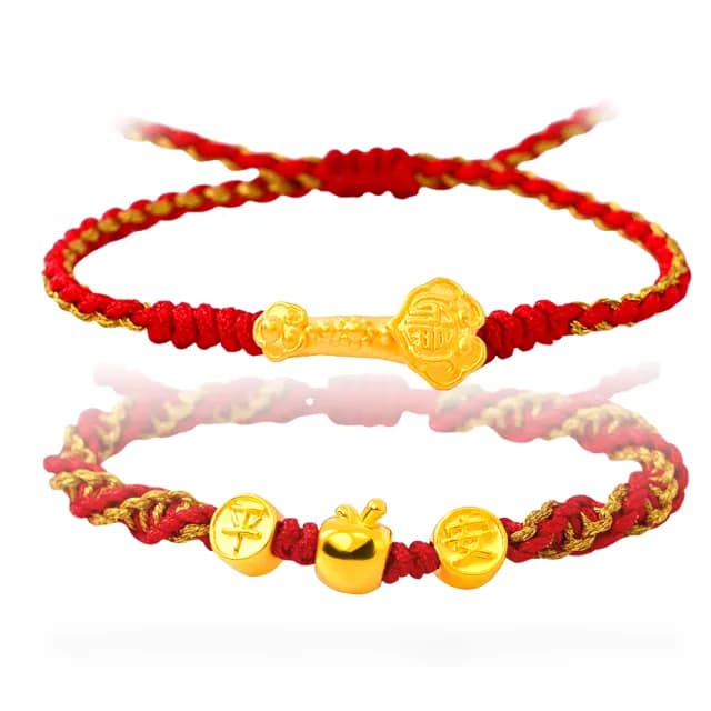 【福西珠寶】雙11黃金紅繩金飾多選 大人兒童編織紅繩彌月金飾 滿月禮生日禮(金重：0.10錢正負0.03錢)