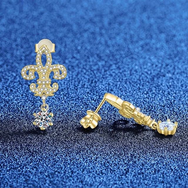 【巴黎精品】現貨+預購 頂級莫桑鑽石耳環925純銀耳環女耳針銀飾情人節禮物(1克拉皇冠鳶尾女飾品2色a1kv6)