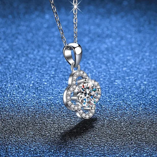 【巴黎精品】現貨+預購 頂級莫桑鑽石項鍊925純銀女項鍊項鏈鎖骨鏈情人節禮物(1克拉經典四葉草女飾品a1kv8)