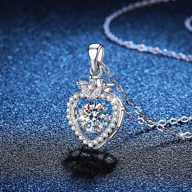 【巴黎精品】現貨+預購 頂級莫桑鑽石項鍊925純銀女項鍊項鏈鎖骨鏈情人節禮物(1克拉皇冠愛心女飾品a1kv24)