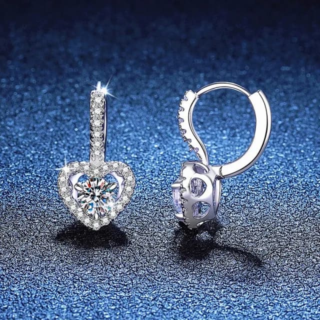 【巴黎精品】現貨+預購 頂級莫桑鑽石耳環925純銀耳環女耳針銀飾情人節禮物(1克拉愛心高感耳環女飾品a1kv23)