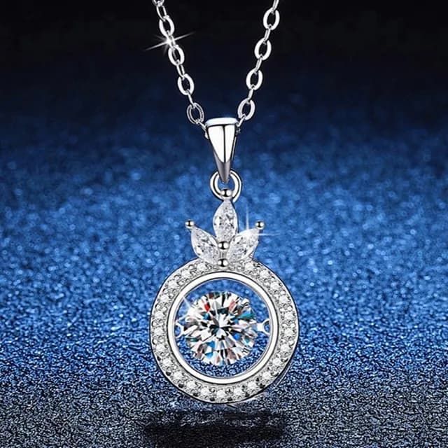 【巴黎精品】現貨+預購 頂級莫桑鑽石項鍊925純銀女項鍊項鏈鎖骨鏈情人節禮物(1克拉皇冠吊墜女飾品a1kv27)