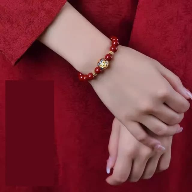【巴黎精品】現貨+預購 硃砂手鍊朱砂手珠手串擋煞防小人轉運淨化招財開運(吞金獸6/8mm女飾品2款a1jt66)