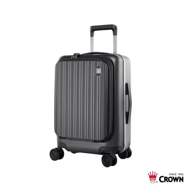 【CROWN 皇冠】Boxy 21吋 前開式框架拉鍊登機箱 防盜雙齒拉鍊箱(行李箱/旅行箱/密碼鎖)