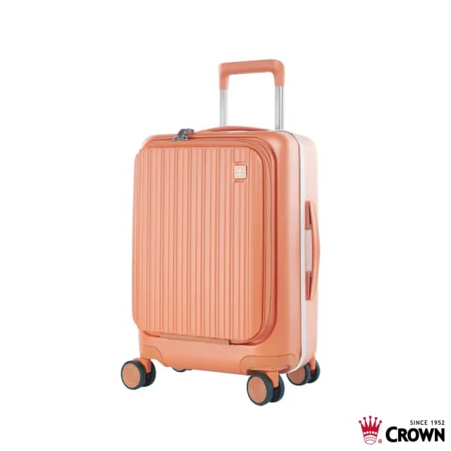 【CROWN 皇冠】Boxy 21吋 前開式框架拉鍊登機箱 防盜雙齒拉鍊箱(行李箱/旅行箱/密碼鎖)