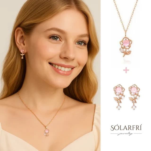 【SOLARFRi】超值【耳環+項鍊組】耳針無耳洞耳夾項鍊 禮盒包裝(閨蜜女兒女友老婆生日情人聖誕禮物)