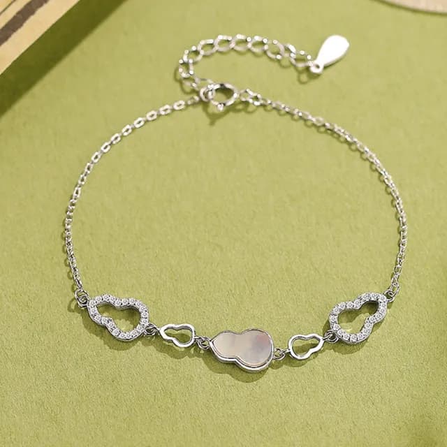 【ANGEL】福祿雙壽葫蘆白貝女款手鍊(銀色)