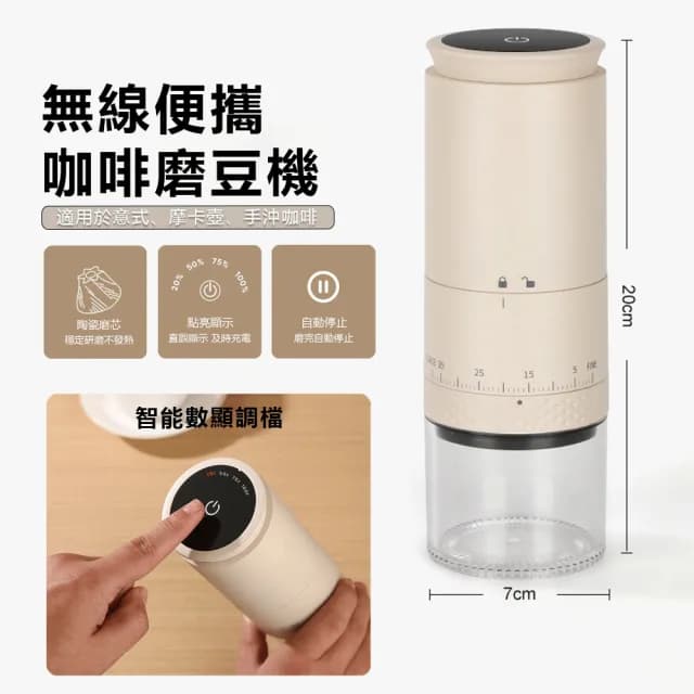 【伊德萊斯】智能數顯電動咖啡磨豆機 五檔可調 研磨咖啡機(隨行磨豆器 磨粉機 咖啡杯 交換禮物)