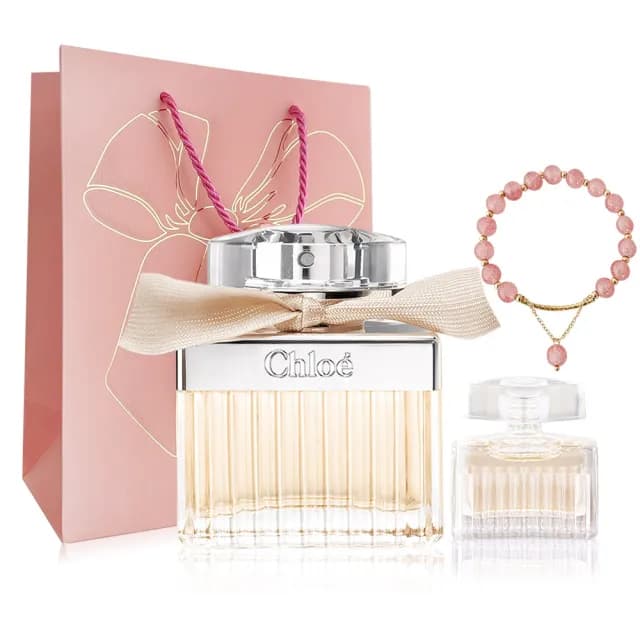 【Chloe’ 蔻依】同名女性淡香精香氛組(50ml+5ml+草莓晶手鍊附提袋-專櫃公司貨)