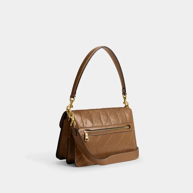 【COACH】蔻馳官方直營 CHAIN TABBY 絎縫裝飾鏈條單肩手袋 單肩包 肩背包-B4/蜂蜜棕色(CAF55)