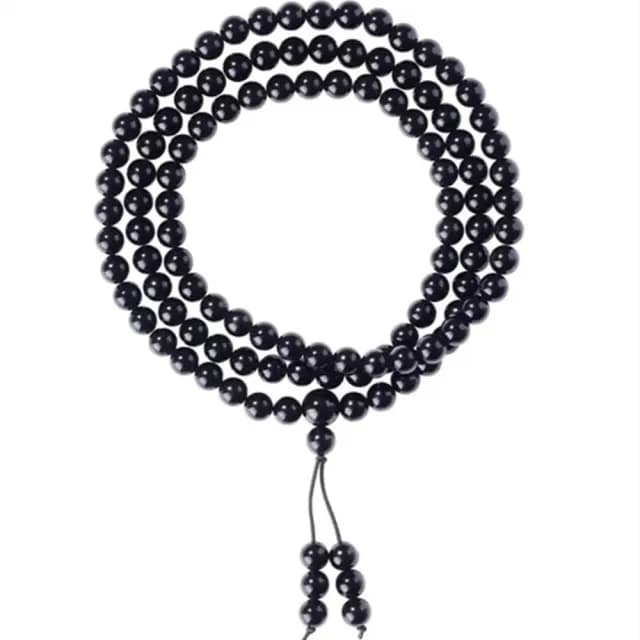 【Penny珮妮】烏金黑曜石 108顆佛珠項鍊6mm(母親節 父親節 情人節 生日禮 交換禮物 送女友 尾牙 新年 結婚)
