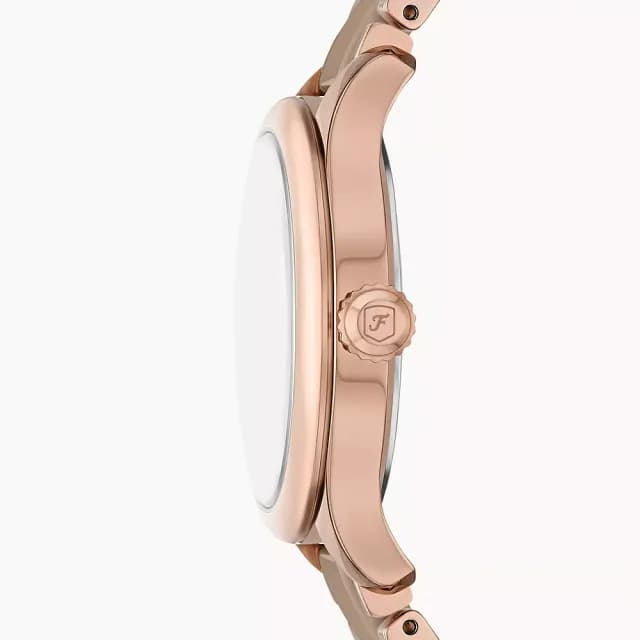 【FOSSIL】Gilmore 大三針日期陶瓷女錶 手錶-奶茶色x玫瑰金/38mm 禮物 送禮 推薦(CE1133)