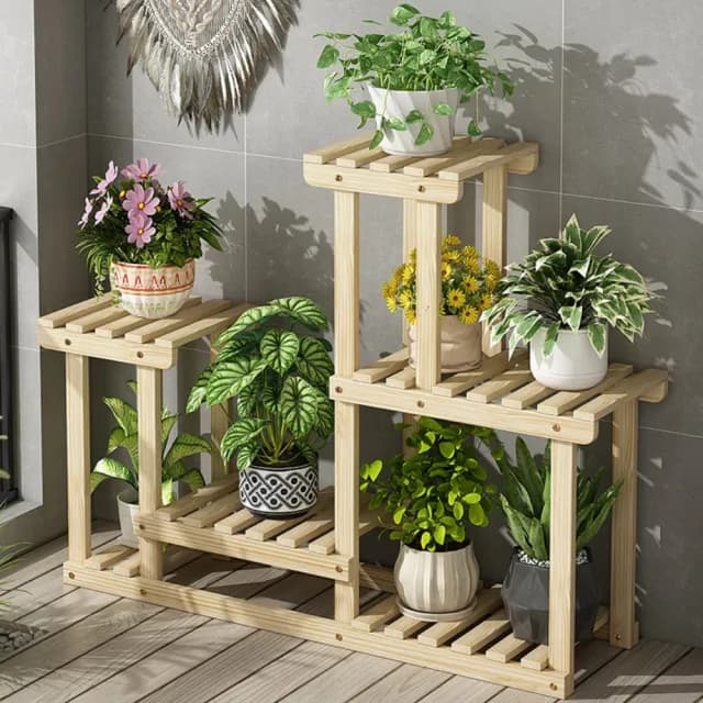 【巨匠】實木花架 可移動花架 盆栽展示架 多肉植物擺放架 多層落地式置物架 梯形架(90*25*75梯形花架)