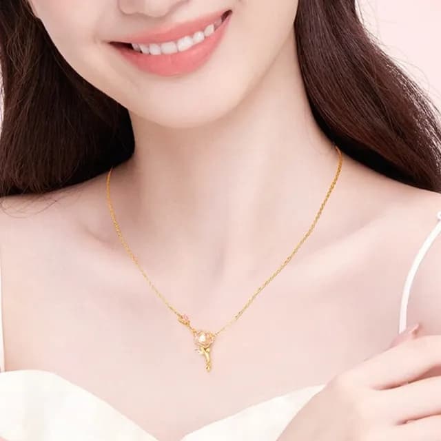 【LEESA】雙11 鋯石項鍊\吊墜項鍊\純銀項鍊\玫瑰項鍊\女生項鍊\情人節禮物