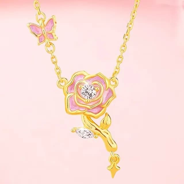 【LEEHER】雙11 玫瑰項鍊/鋯石項鍊/純銀項鍊/氣質項鍊/吊墜項鍊/情人節禮物