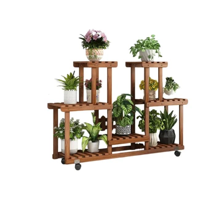 【巨匠】實木花架 可移動花架 盆栽展示架 多肉植物擺放架 多層落地式置物架 梯形架(110*25*75梯形花架)
