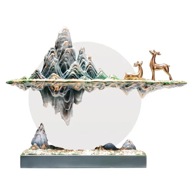 【超微米】新中式懸浮假山擺件 辦公室桌面裝飾品 客廳藝術高級感禮品 喬遷禮物(新中式☆浮假山☆件)