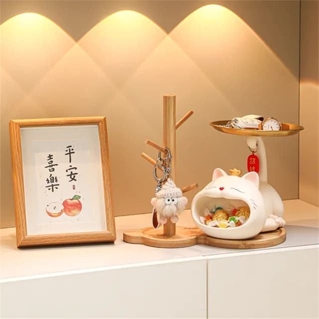 【超微米】招財貓鑰匙收納 玄關擺件 入戶進門鞋櫃置物架 裝飾客廳 家居喬遷禮品(招財貓鑰匙收納)