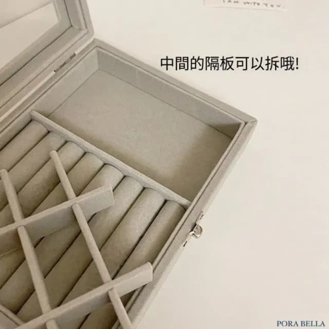 【Porabella】開窗透明首飾盒 九宮格飾品收納盒｜掀蓋設計｜耳環戒指項鍊收納｜質感禮物首選