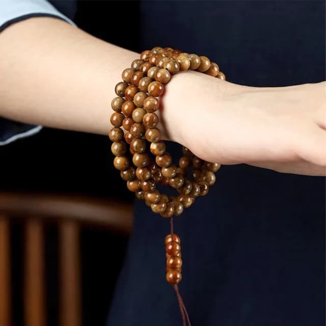 【MoonDy】雙11 多圈手鍊 天然庫克菩提 108顆佛珠手串 圓珠項鍊 念珠飾品