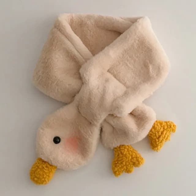 【童話飾界】冬季限定 可愛小鴨鴨 保暖加絨加厚親子款-兒童圍巾圍脖(奶茶小鴨)