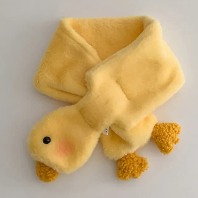 【童話飾界】冬季限定 可愛小鴨鴨 保暖加絨加厚親子款-兒童圍巾圍脖(黃色小鴨鴨)