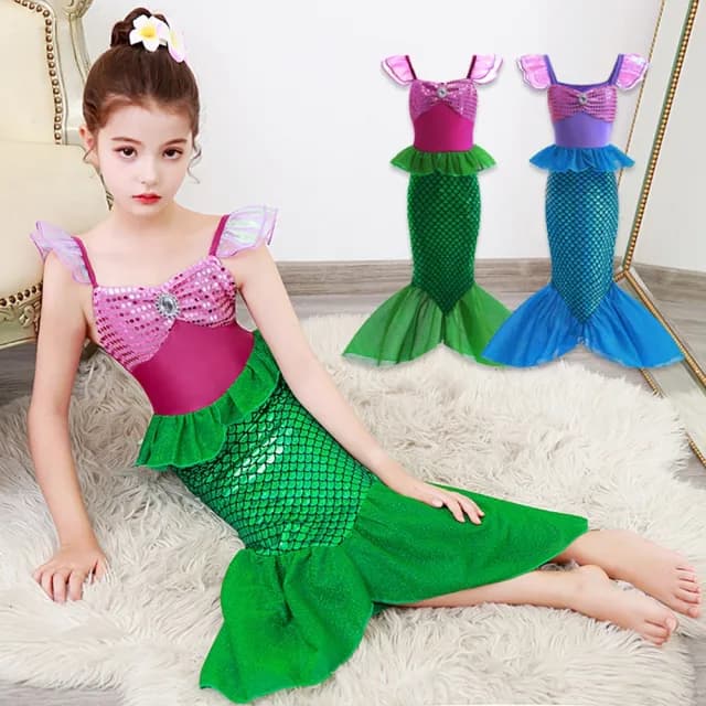 【橘魔法】閃閃動人美人魚魚尾連身裙(萬聖節 服裝 角色扮演服裝 洋裝 裝扮 角色扮演 公主 女童 童裝)