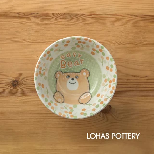 【LohasPottery 陸寶】日本製 美濃燒 動物卡通釉下彩壓紋餐具 6吋動物卡通飯碗(兒童碗 白飯碗)